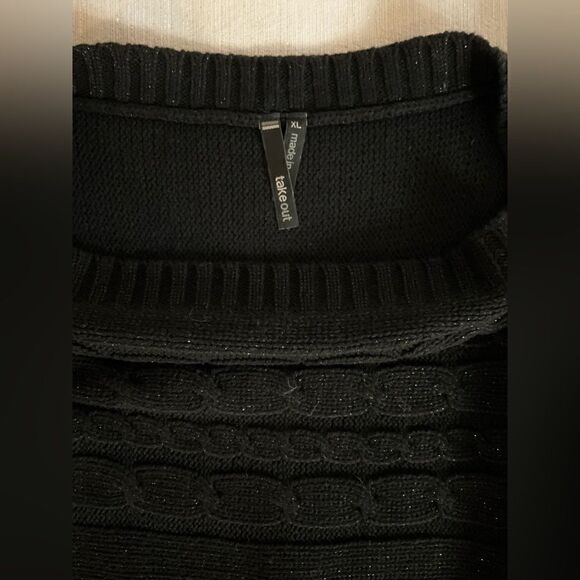 TakeOut Black Sparkly Sleeveless Cardigan - Picture 3 of 3
